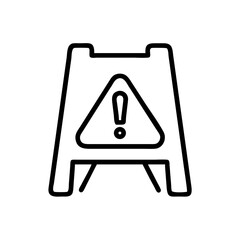 A line drawing of a caution sign with an exclamation point inside a triangle shape on a white backdrop