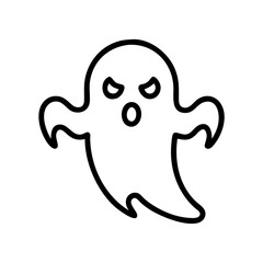 Simple drawing of a spooky apparition with an angry expression and rounded edges for halloween party