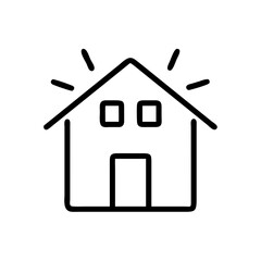 Simple drawing of a house with shining rays emanating from the roof of the building design