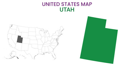 Utah map of USA state. Utah map vector illustration. Utah vector map on white background.