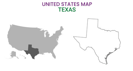 Texas map of USA state. Texas map vector illustration. Texas vector map on white background.