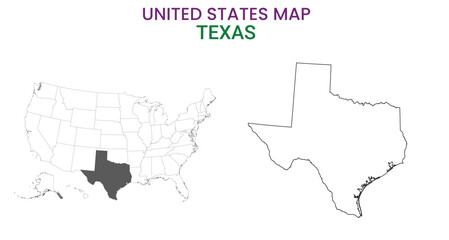 Texas map of USA state. Texas map vector illustration. Texas vector map on white background.