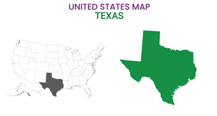 Texas map of USA state. Texas map vector illustration. Texas vector map on white background.
