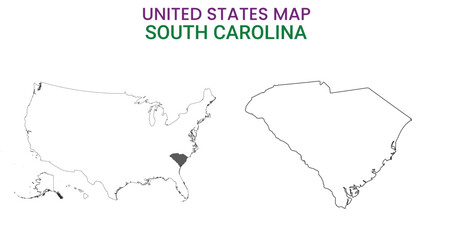 South Carolina map of USA state. South Carolina map vector illustration. South Carolina vector map on white background.