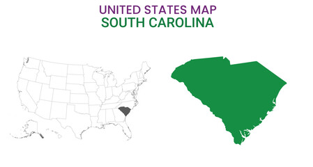 South Carolina map of USA state. South Carolina map vector illustration. South Carolina vector map on white background.