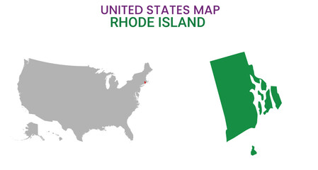 Rhode Island map of USA state. Rhode Island map vector illustration. Rhode Island vector map on white background.