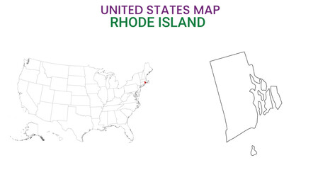 Rhode Island map of USA state. Rhode Island map vector illustration. Rhode Island vector map on white background.
