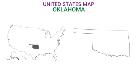 Oklahoma map of USA state. Oklahoma map vector illustration. Oklahoma vector map on white background.