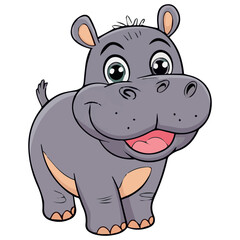 Obraz premium Adorable cartoon baby hippopotamus illustration happy animal design perfect for childrens book cute friendly hippo fun