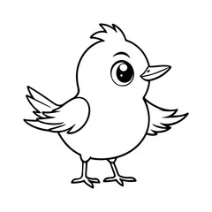 Fototapeta premium Adorable cartoon baby bird illustration cute little chick drawing simple line art graphic design element icon kids book