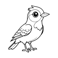 Obraz premium Adorable cartoon bird illustration simple line drawing cute baby bird design black and white vector graphic eye beak icon