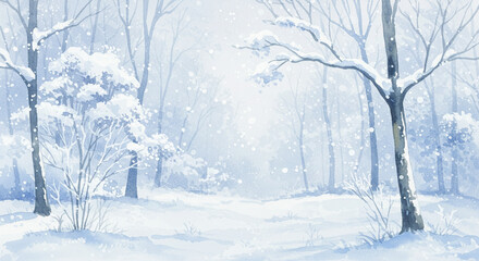 Winter Wonderland Serene Snow-Covered Forest Illustration