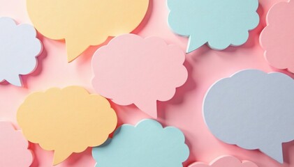 Pastel speech bubble pattern, soft colors, subtle texture, repeat, gentle, illustration