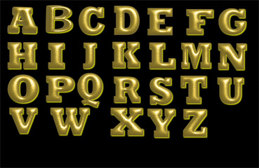 gold metal alphabet 3d