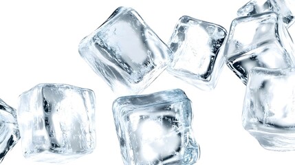 3D Render of Ice Cubes Isolated on Clean White Background