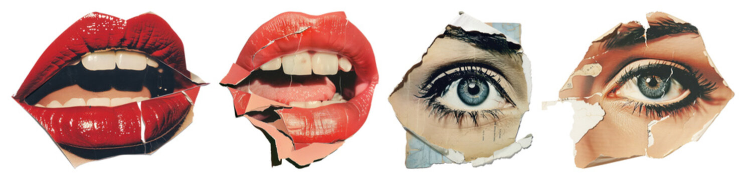Fototapeta PNG Vibrant collage art expressions, element set on transparent background