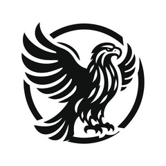 Eagle Spreading Wings in Circular Design Isolated on White
