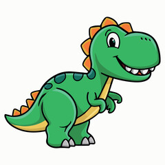 Adorable green cartoon dinosaur illustration for kids fun cute baby child happy image sweet