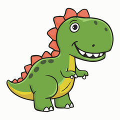 Adorable green dinosaur cartoon illustration for kids fun cute baby cute child happy image