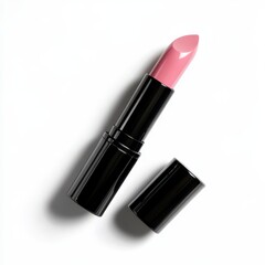 Obraz premium Pink lipstick with black tube on surface