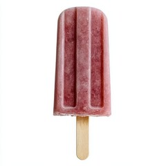 A single pink popsicle on a wood stick