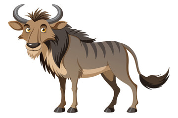 Wildebeest cartoon isolated on white.