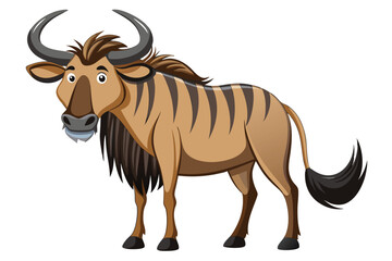 Wildebeest cartoon isolated on white.