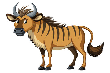 Wildebeest cartoon isolated on white.