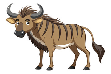 Wildebeest cartoon isolated on white.