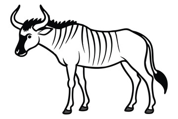 Wildebeest cartoon isolated on white.