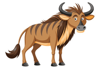 Wildebeest cartoon isolated on white.