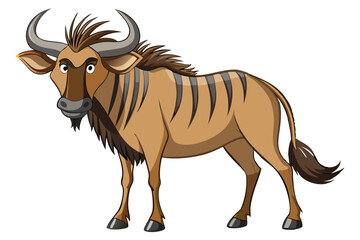 Wildebeest cartoon isolated on white.