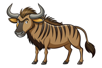 Wildebeest cartoon isolated on white.