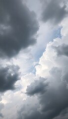 Obraz premium plane flying through a cloudy blue sky