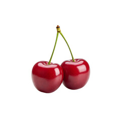 two cherries isolated on white, transparent background 