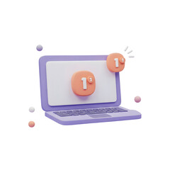 3D Render laptop with transparent background 