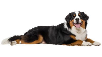 Happy Bernese Mountain Dog Isolated on White Background