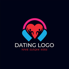 romantic couple dating logo design vector format