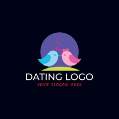 romantic couple dating logo design vector format