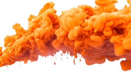 Orange Smoke Cloud on White Background for Creative Design Use