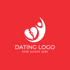 romantic couple dating logo design vector format