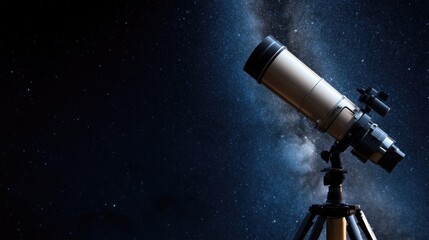 Fototapeta premium Powerful telescope aimed at a night sky filled with stars and the milky way