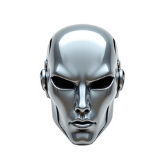 Futuristic metallic robotic face design.