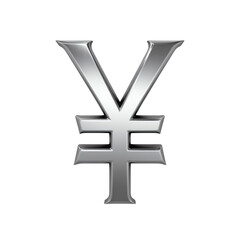 Fototapeta premium Silver yen symbol representing currency value.