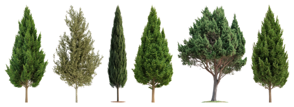 PNG Diverse evergreen trees collection, element set on transparent background
