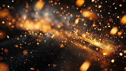Obraz premium Abstract Golden Sparks Background: A Fiery Celestial Dance