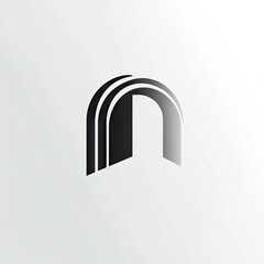 Abstract, modern, stylized letter N logo.  A bold, graphic design featuring a layered, arching, letter N shape.  Clean lines and a subtle gradient effect create a sophisticated impression