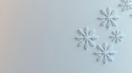 Delicate snowflakes gracefully adorn light blue background, crea