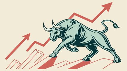 Bull Symbol Growth Vector Art Depicting Stock Market Increase Graphic