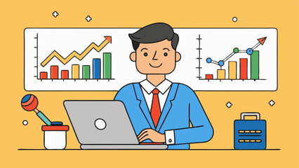 Financial Planner Analyzing Stock Market Data Vector Art